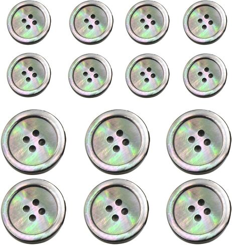 طقم مكون من 14 قطعة من بليزر بلون رمادي داكن من عرق اللؤلؤ وازرار بدلة - للبليزر والمعطف الرياضي والزي الموحد والجاكيت (رمادي دخاني) in Kuwait