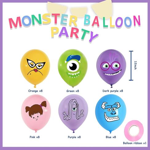 48Pcs Monster Inc Balloon Party Decorations 6 Styles Colorful Monster Themed Latex Balloons Bunch for Boys Girls Birthday Monster Inc Party Supplies in Kuwait