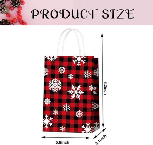 20 قطعة من أكياس هدايا عيد الميلاد من HABDJILTY، حقائب هدايا منقوشة بالثلوج باللونين الأحمر والأسود، زينة عيد الميلاد لمستلزمات حفلات عيد الميلاد المجيد in Kuwait
