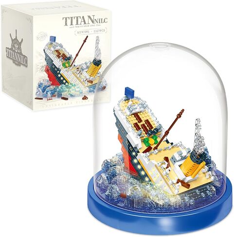 SATHIBI Titanic Building Set with LED Light, Titanic Toys Model Ship Kit Collectible Display, Creative Gift Toy for Adults Kids Teens Age 8+, Micro Building Blocks (1327 Pieces) in Kuwait