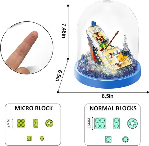 SATHIBI Titanic Building Set with LED Light, Titanic Toys Model Ship Kit Collectible Display, Creative Gift Toy for Adults Kids Teens Age 8+, Micro Building Blocks (1327 Pieces) in Kuwait