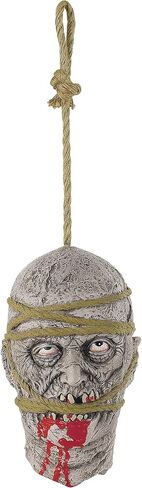 Zombie Hanging Head Prop - 11" x 7" - Multicolor Premium Latex Horror Decoration For Halloween & Spooky Themed Parties - 1 Pc in Saudi Arabia
