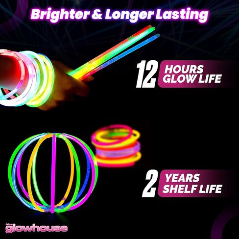 100 Ultra Bright Glow Sticks Party pack - 205 pcs Glow in The Dark Party Supplies Pack - 8" Glowsticks Party Favors with Bracelets Necklaces Glasses and more in Kuwait