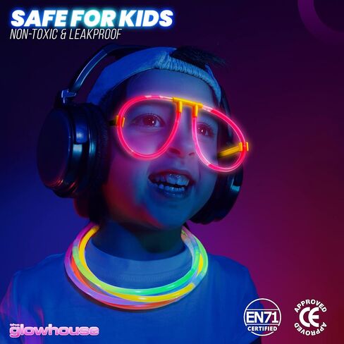 100 Ultra Bright Glow Sticks Party pack - 205 pcs Glow in The Dark Party Supplies Pack - 8" Glowsticks Party Favors with Bracelets Necklaces Glasses and more in Kuwait