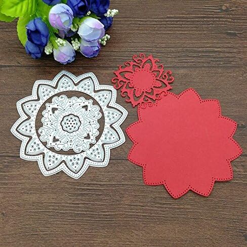 3pcs Flower Doily Metal Die Cuts,Round Rose Flower Cutting Dies Cut Stencils for DIY Scrapbooking Album Decorative Embossing Paper Dies for Card Making in Saudi Arabia