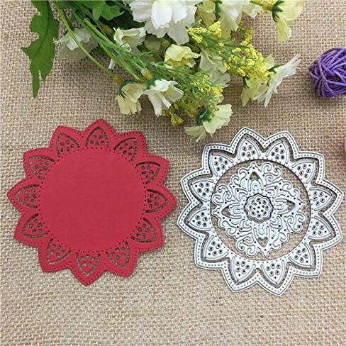 3pcs Flower Doily Metal Die Cuts,Round Rose Flower Cutting Dies Cut Stencils for DIY Scrapbooking Album Decorative Embossing Paper Dies for Card Making in Saudi Arabia
