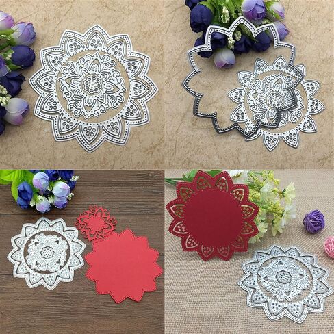 3pcs Flower Doily Metal Die Cuts,Round Rose Flower Cutting Dies Cut Stencils for DIY Scrapbooking Album Decorative Embossing Paper Dies for Card Making in Saudi Arabia