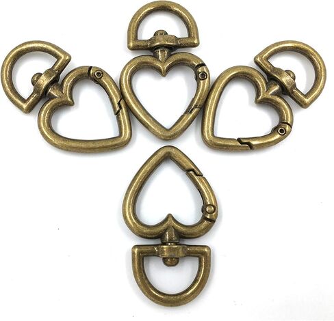 YIXI-SBest 12 قطعة 3/4 بوصة عرض خارجي سبائك الزنك شكل قلب مشبك دوار نابض حلقة مفاتيح مشبك، مشابك مشابك مشابك حلقة مفاتيح حلقات مشابك ربط دوارة لامعة (برونزي) in Kuwait