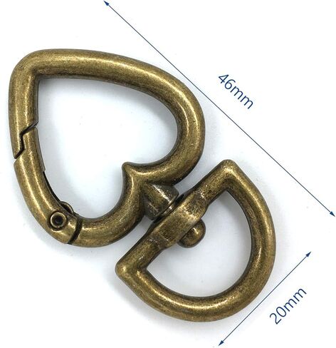 YIXI-SBest 12 قطعة 3/4 بوصة عرض خارجي سبائك الزنك شكل قلب مشبك دوار نابض حلقة مفاتيح مشبك، مشابك مشابك مشابك حلقة مفاتيح حلقات مشابك ربط دوارة لامعة (برونزي) in Kuwait