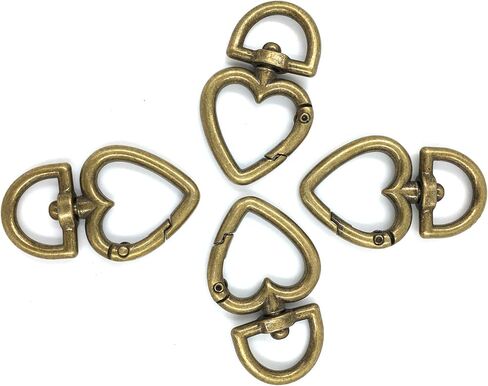 YIXI-SBest 12 قطعة 3/4 بوصة عرض خارجي سبائك الزنك شكل قلب مشبك دوار نابض حلقة مفاتيح مشبك، مشابك مشابك مشابك حلقة مفاتيح حلقات مشابك ربط دوارة لامعة (برونزي) in Kuwait