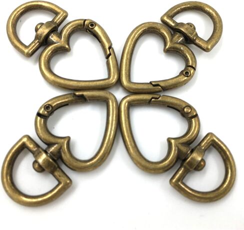 YIXI-SBest 12 قطعة 3/4 بوصة عرض خارجي سبائك الزنك شكل قلب مشبك دوار نابض حلقة مفاتيح مشبك، مشابك مشابك مشابك حلقة مفاتيح حلقات مشابك ربط دوارة لامعة (برونزي) in Kuwait