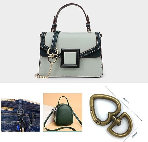 YIXI-SBest 12 قطعة 3/4 بوصة عرض خارجي سبائك الزنك شكل قلب مشبك دوار نابض حلقة مفاتيح مشبك، مشابك مشابك مشابك حلقة مفاتيح حلقات مشابك ربط دوارة لامعة (برونزي) in Kuwait