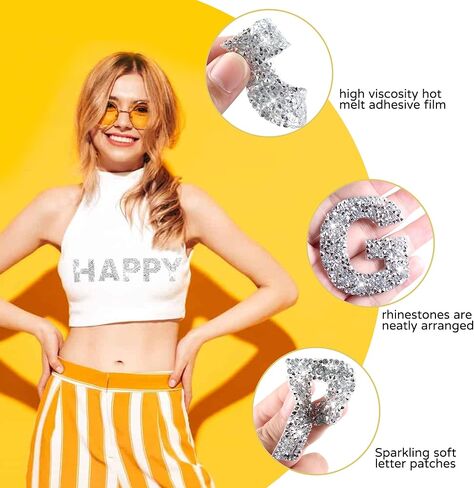 36 قطعة من رقع ارقام لامعة مرصعة بحجر الراين على حروف A-Z لامعة 0-9 لتزيين الملابس والشنط والقبعات والحرف اليدوية in Kuwait
