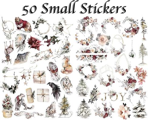 ملصقات سلسلة ألوها صن وايت وينتر للمخطط (50 قطعة) | شارات عيد الميلاد بألوان مائية مقاومة للماء لمجلة رصاصة، بطاقة سجل القصاصات مما يجعلها مثالية لزجاجة المياه والكمبيوتر المحمول وهدايا السفر in Kuwait