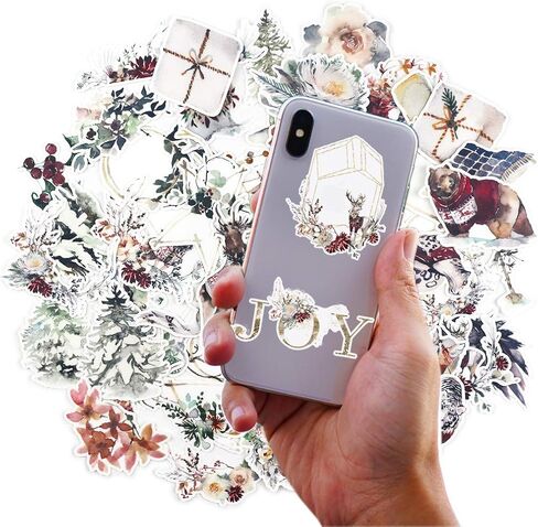 ملصقات سلسلة ألوها صن وايت وينتر للمخطط (50 قطعة) | شارات عيد الميلاد بألوان مائية مقاومة للماء لمجلة رصاصة، بطاقة سجل القصاصات مما يجعلها مثالية لزجاجة المياه والكمبيوتر المحمول وهدايا السفر in Kuwait