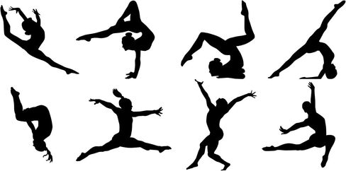 Gymnastics Poses Sticker Pack - Cute Stickers - Gymnastics Gifts for Girls - Water Bottle Stickers- Car Sticker - Laptop Stickers - Stickers for Party Bags (18cm x 9cm Sheet, Black) in Kuwait