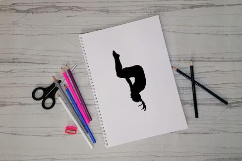 Gymnastics Poses Sticker Pack - Cute Stickers - Gymnastics Gifts for Girls - Water Bottle Stickers- Car Sticker - Laptop Stickers - Stickers for Party Bags (18cm x 9cm Sheet, Black) in Kuwait