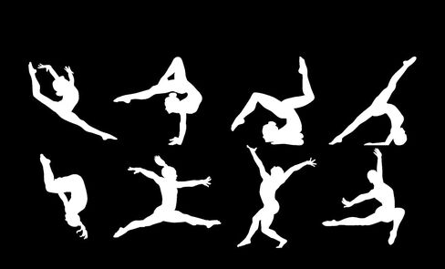 Gymnastics Poses Sticker Pack - Cute Stickers - Gymnastics Gifts for Girls - Water Bottle Stickers- Car Sticker - Laptop Stickers - Stickers for Party Bags (18cm x 9cm Sheet, Black) in Kuwait