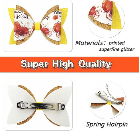 AOUXSEEM 10 Set Christmas Faux Leather Hair Bows DIY Crafts Making Kit for Beginners, Xmas Printed Pre Cut Pieces Glitter Synthetic Fabric with Spring Clips for Women Girls Festival Gifts in Kuwait