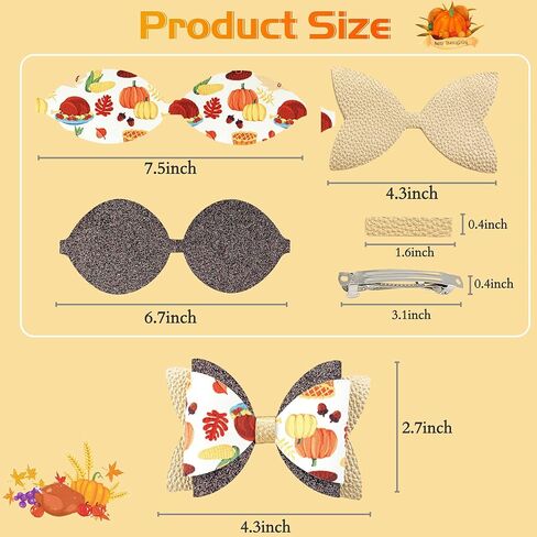 AOUXSEEM 10 Set Christmas Faux Leather Hair Bows DIY Crafts Making Kit for Beginners, Xmas Printed Pre Cut Pieces Glitter Synthetic Fabric with Spring Clips for Women Girls Festival Gifts in Kuwait