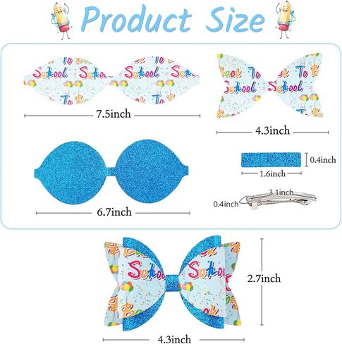 AOUXSEEM 10 Set Christmas Faux Leather Hair Bows DIY Crafts Making Kit for Beginners, Xmas Printed Pre Cut Pieces Glitter Synthetic Fabric with Spring Clips for Women Girls Festival Gifts in Saudi Arabia