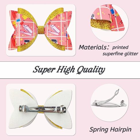 AOUXSEEM 10 Set Christmas Faux Leather Hair Bows DIY Crafts Making Kit for Beginners, Xmas Printed Pre Cut Pieces Glitter Synthetic Fabric with Spring Clips for Women Girls Festival Gifts in Saudi Arabia