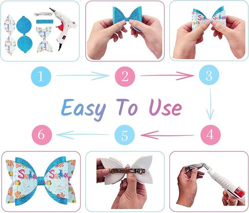 AOUXSEEM 10 Set Christmas Faux Leather Hair Bows DIY Crafts Making Kit for Beginners, Xmas Printed Pre Cut Pieces Glitter Synthetic Fabric with Spring Clips for Women Girls Festival Gifts in Saudi Arabia