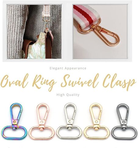 نويين قوس قزح الدوارة المفاجئة 20/25 مم الداخلية البيضاوي حلقة المشبك مخلب لحزام دفع بوابة جراد البحر in Kuwait