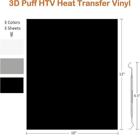 نفخة مكواة الفينيل المنقولة بالحرارة على لفة الفينيل HTV لآلة القطع، الضغط الحراري - سهلة القطع لفافة الفينيل بالتسامي الحراري (9 ورق، 10 بوصة × 12 بوصة) in Kuwait