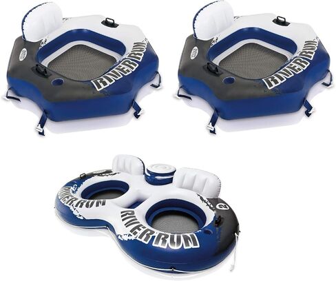 Intex River Run Connect 1 Person Floating Tube, Blue (2 Pack) & 2 Person Tube in Saudi Arabia