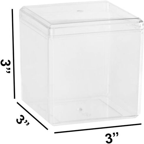 Hammont Clear Acrylic Boxes - 12 Pack - 3"x3"x3" - Cube with Bevel Edges Lucite Boxes for Gifts, Weddings, Party Favors, Treats, Candies & Accessories, Plastic Storage Boxes in Saudi Arabia