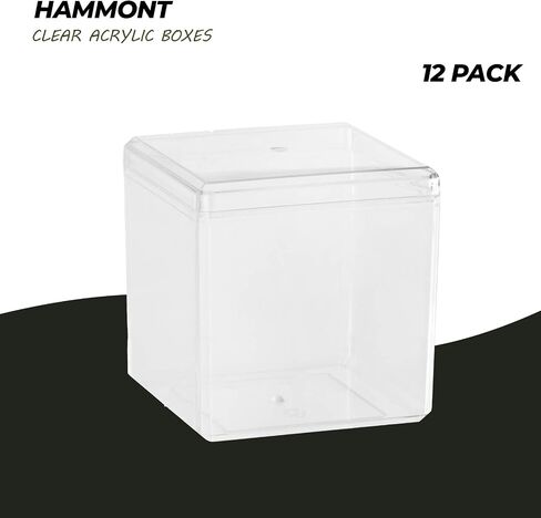 Hammont Clear Acrylic Boxes - 12 Pack - 3"x3"x3" - Cube with Bevel Edges Lucite Boxes for Gifts, Weddings, Party Favors, Treats, Candies & Accessories, Plastic Storage Boxes in Saudi Arabia
