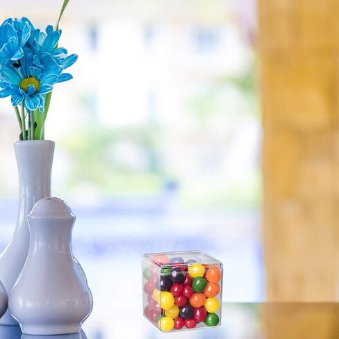 Hammont Clear Acrylic Boxes - 12 Pack - 3"x3"x3" - Cube with Bevel Edges Lucite Boxes for Gifts, Weddings, Party Favors, Treats, Candies & Accessories, Plastic Storage Boxes in Saudi Arabia