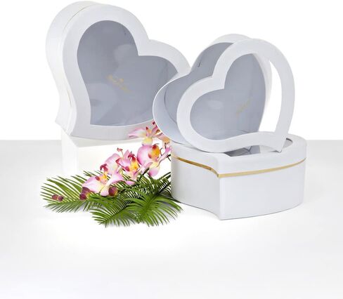 صندوق زهور على شكل قلب عالي الجودة من UNIKPACKAGING، علب هدايا لترتيبات الزهور والهدايا الفاخرة، مجموعة من 3 (أبيض) in Saudi Arabia