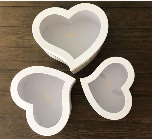 صندوق زهور على شكل قلب عالي الجودة من UNIKPACKAGING، علب هدايا لترتيبات الزهور والهدايا الفاخرة، مجموعة من 3 (أبيض) in Saudi Arabia