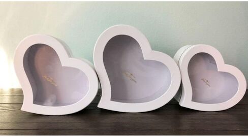 صندوق زهور على شكل قلب عالي الجودة من UNIKPACKAGING، علب هدايا لترتيبات الزهور والهدايا الفاخرة، مجموعة من 3 (أبيض) in Saudi Arabia