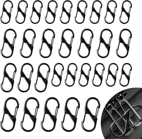 سحاب مشبك للسرقة 30 قطعة حقيبة ظهر بسحاب قفل مشبك سحاب سحب بديل فتحة مزدوجة على شكل حرف S حلقة تسلق صغيرة لحقيبة الأمتعة والسترات وسلسلة المفاتيح والتخييم in Kuwait