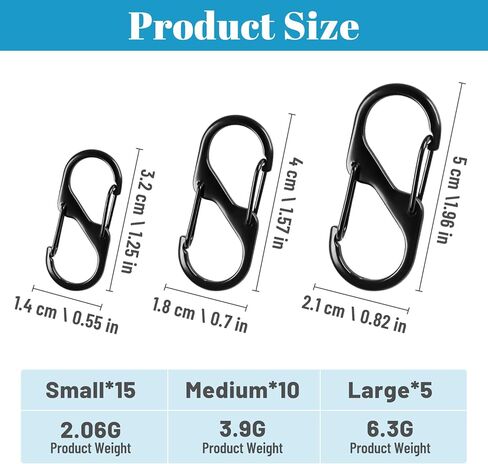 سحاب مشبك للسرقة 30 قطعة حقيبة ظهر بسحاب قفل مشبك سحاب سحب بديل فتحة مزدوجة على شكل حرف S حلقة تسلق صغيرة لحقيبة الأمتعة والسترات وسلسلة المفاتيح والتخييم in Kuwait