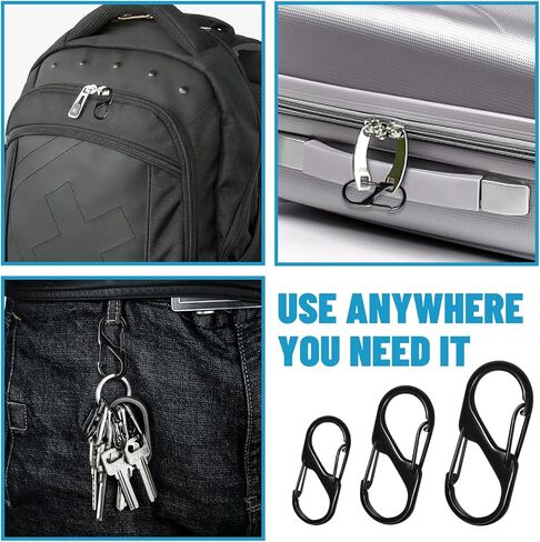 سحاب مشبك للسرقة 30 قطعة حقيبة ظهر بسحاب قفل مشبك سحاب سحب بديل فتحة مزدوجة على شكل حرف S حلقة تسلق صغيرة لحقيبة الأمتعة والسترات وسلسلة المفاتيح والتخييم in Kuwait