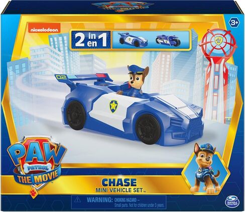 Paw Patrol Chase Mini Movie Vehicle Set 2 in 1 Car & Motorcycle Plus Chase Character in Saudi Arabia