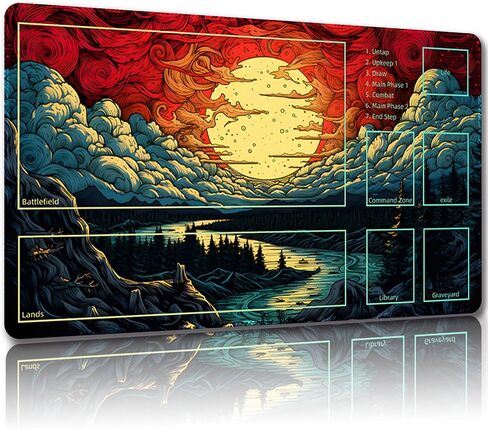 Playmat for MTG, with Free Storage Bags,Game Mat 24 x 14 inches, TCG and Board Game Mats for Cards (with Zones,Magic Mat 9) in Kuwait