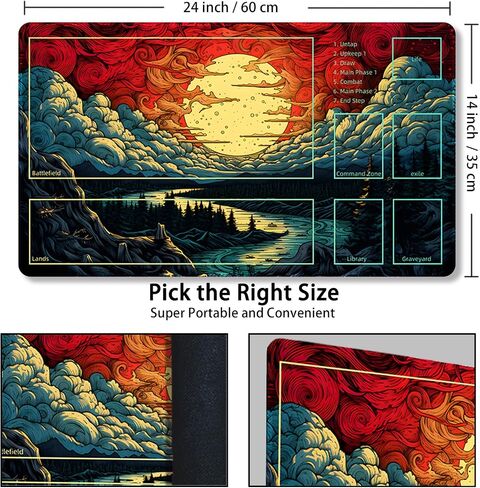 Playmat for MTG, with Free Storage Bags,Game Mat 24 x 14 inches, TCG and Board Game Mats for Cards (with Zones,Magic Mat 9) in Kuwait