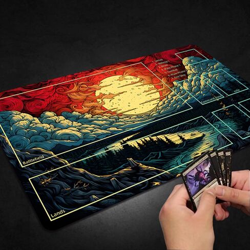 Playmat for MTG, with Free Storage Bags,Game Mat 24 x 14 inches, TCG and Board Game Mats for Cards (with Zones,Magic Mat 9) in Kuwait
