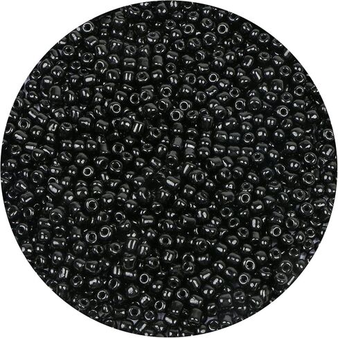 1300 Pieces Glass Seed Beads Bulk, CCOZN 4mm 6/0 Glass Beads Bulk Opaque Pony Beads for Bracelet Mini Spacer Beads Loose Beads Small Beads for Jewelry Making Glass Beads for DIY Craft (Black) in Kuwait