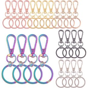 مجموعة مشابك مخلب جراد البحر الذهبية - خطاف معدني دوار مع حلقات مفاتيح مسطحة منفصلة ومحفظة لحقائب اليد والمجوهرات DIY (ذهبي 24 قطعة) in Kuwait