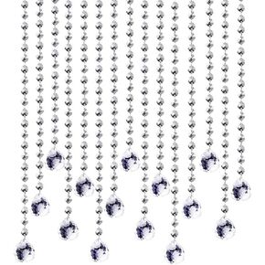 E EBETA 33 Ft Crystal Acrylic Gems Bead Garland Strands Hanging Octagon Prism Bead Chain Garlands for Wedding Home DIY Craft Jewelry Party Christmas Tree Decoration (with Diamond Pendant)