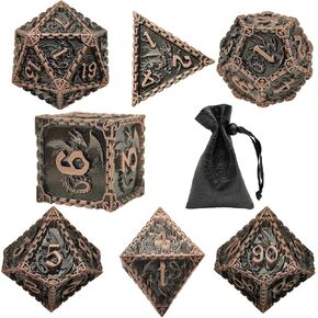 مجموعة النرد المعدنية DND الزنزانات والتنينات MTG D&D RPG D20 D12 D6 ملحقات ألعاب لوحة الرياضيات متعددة السطوح حقيبة النرد باثفايندر - فضي وأزرق in Kuwait