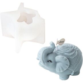 Xidmold 3D Elephant Silicone Mold Animal Candle Soap Mold Cute Elephant Silicone Mold for Fondant, Chocolate, Cake Decor, Polymer Clay, Plaster Ornament, Resin Art (C) in Kuwait