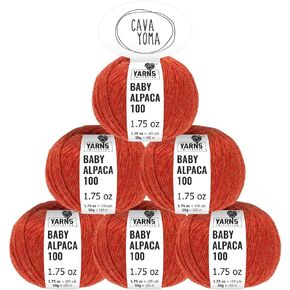 CAVAYOMA 100% Baby Alpaca Yarn Light Worsted in 35+ Colors (Itch-Free) #3 DK Weight Yarn for Knitting & Crocheting Set of 6 Skeins (300g, 10,5oz) Hand Selected Quality from Peru - Garnet Red (Plain)