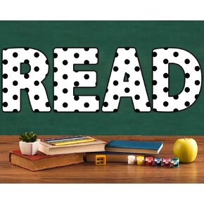 ديكورات ملصقات القراءة للفصول الدراسية للمعلمين، لوحة إعلانات القراءة المنقطة باللونين الأبيض والأسود لمرحلة ما قبل المدرسة، لوازم ديكور الحائط الابتدائية لغرفة القراءة، مكتبة المدرسة، الأنشطة الخارجية in Saudi Arabia